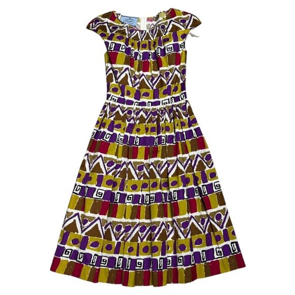 Stunning PRADA 2012 A-Line Printed Luxury Designer Scoop Mini Dress Size 0 XS - Picture 2 of 8